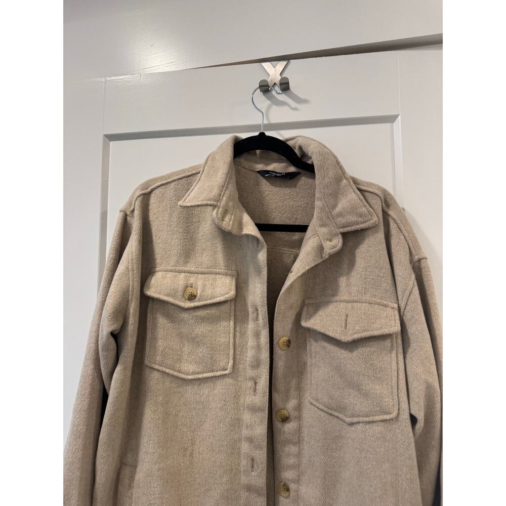 Tan Fleece Button down jacket large - Picture 2 of 4
